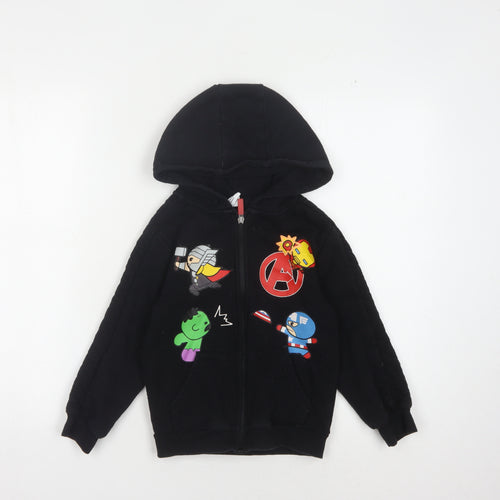 Marvel Boys Black Avengers Full Zip Hoodie 6-7Y Graphic Print