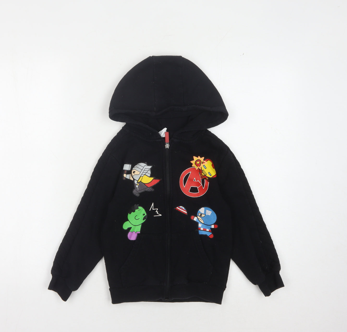 Marvel Boys Black Avengers Full Zip Hoodie 6-7Y Graphic Print