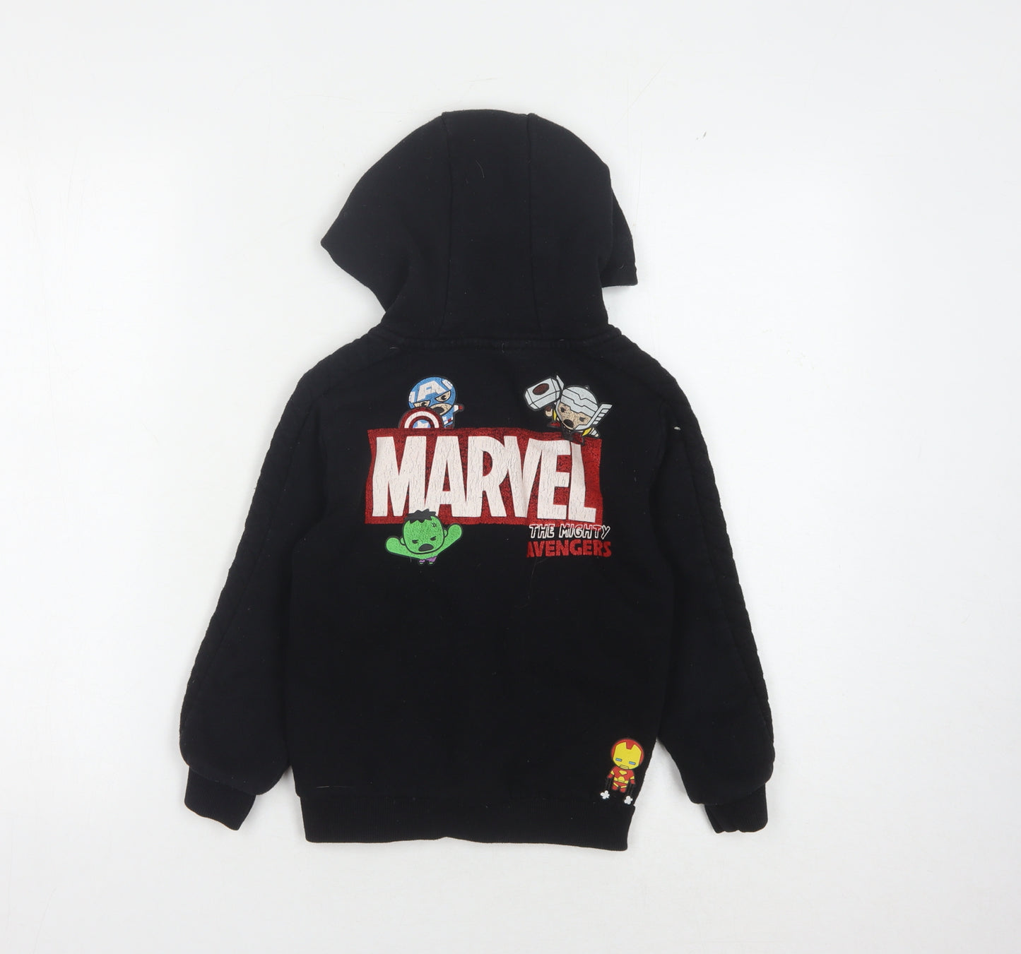 Marvel Boys Black Avengers Full Zip Hoodie 6-7Y Graphic Print