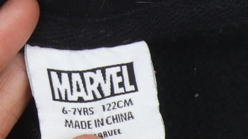 Marvel Boys Black Avengers Full Zip Hoodie 6-7Y Graphic Print