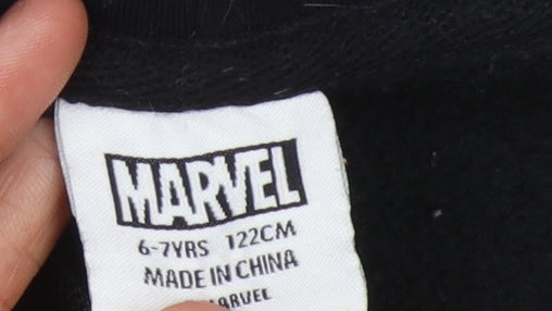 Marvel Boys Black Avengers Full Zip Hoodie 6-7Y Graphic Print
