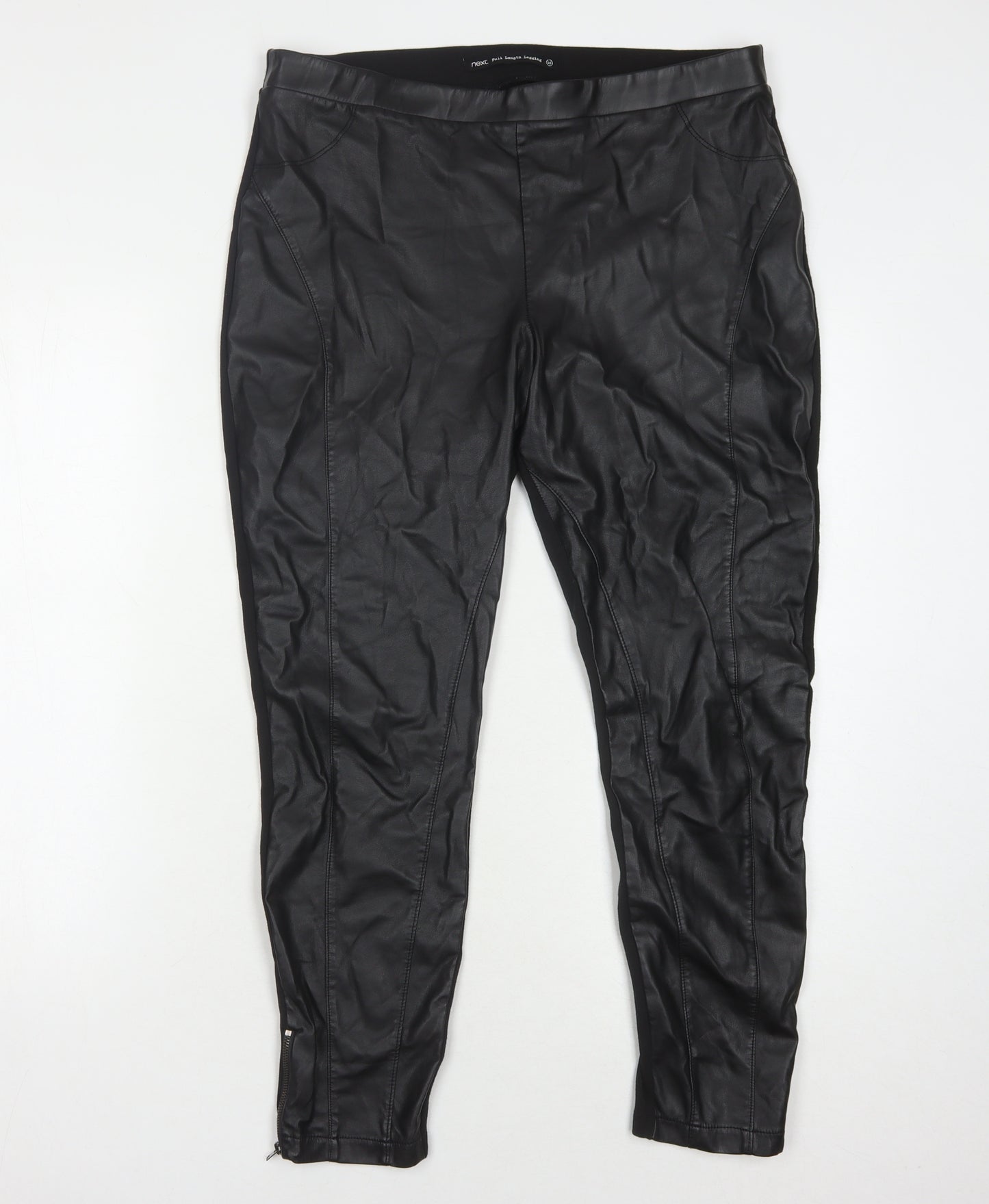 Next Women's Black Skinny Jegging Trousers Zip Detail Size 16