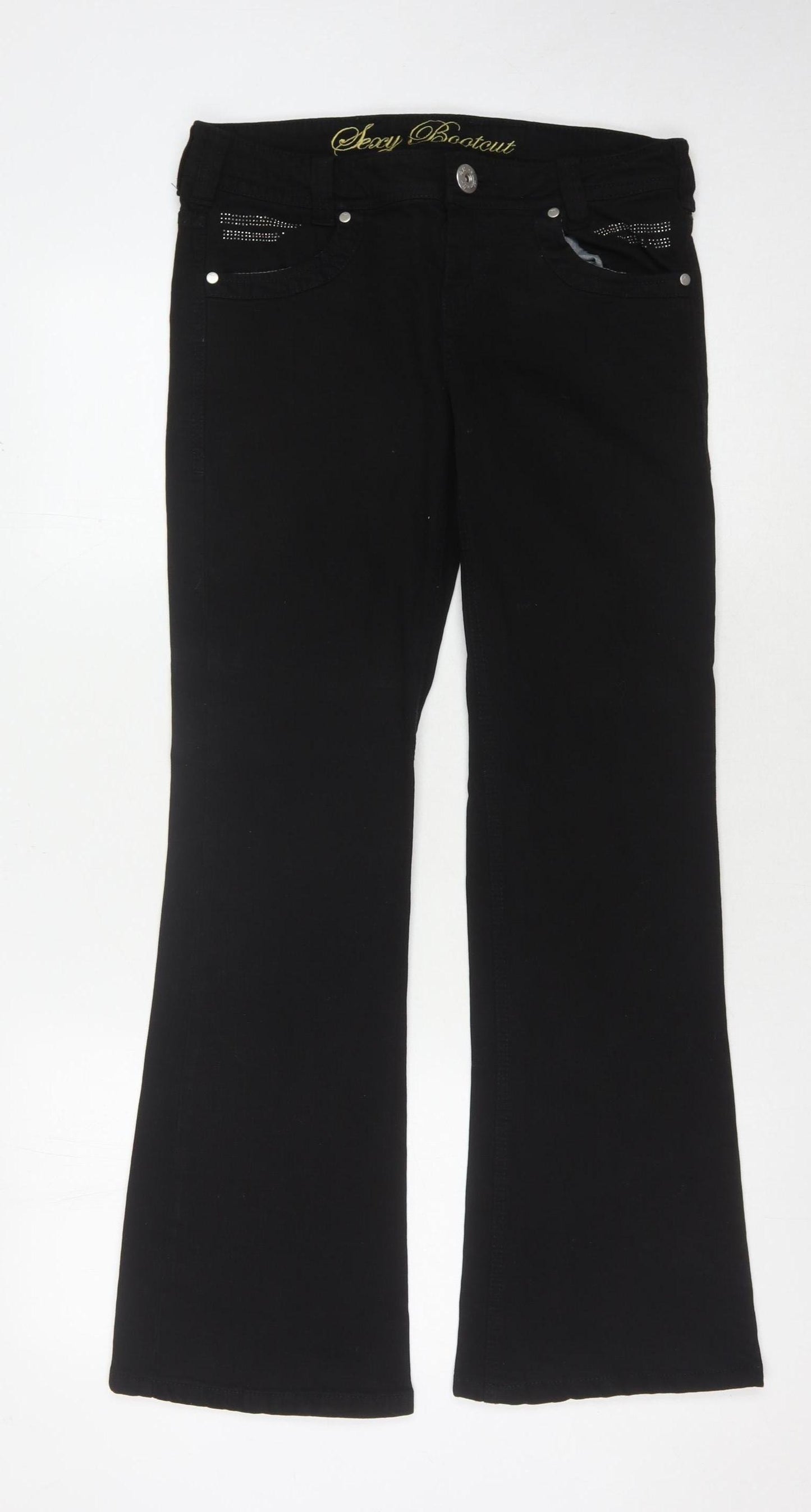 Next Women’s Black Bootcut Jeans Size 8 with Studded Accents