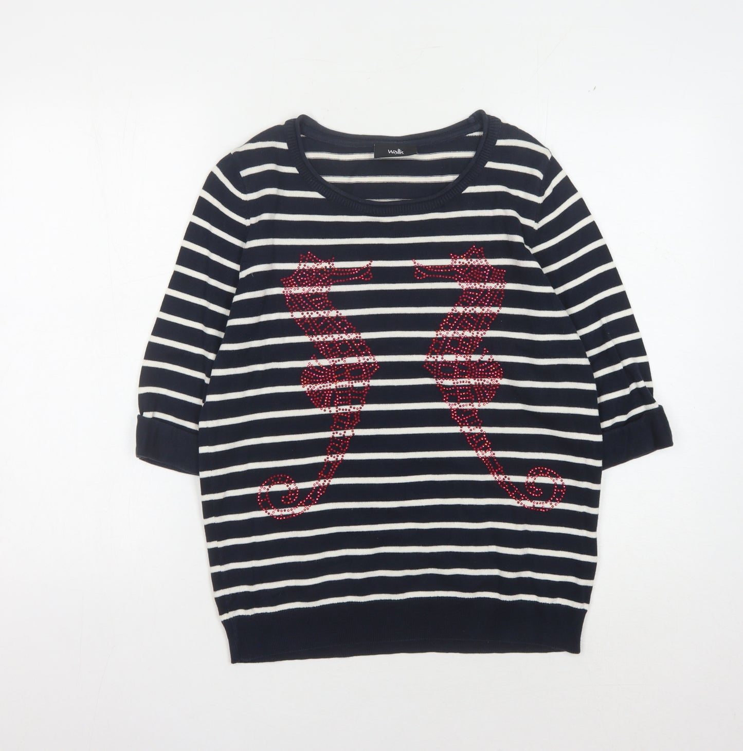 Wallis Women's Black Striped Pullover S Nautical