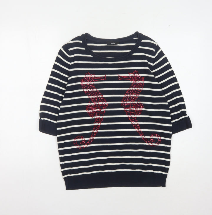 Wallis Women's Black Striped Pullover S Nautical