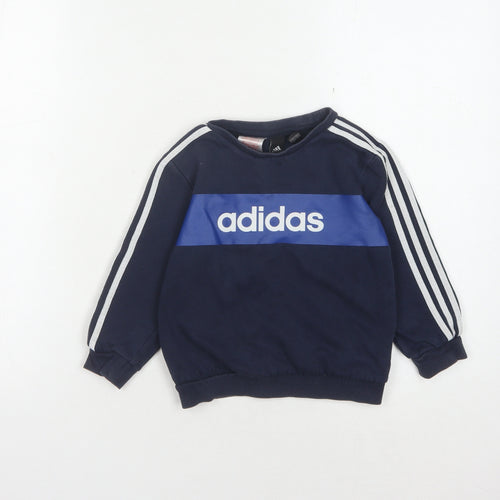 Adidas Boys Blue Pullover Sweatshirt 4 Years Logo Casual