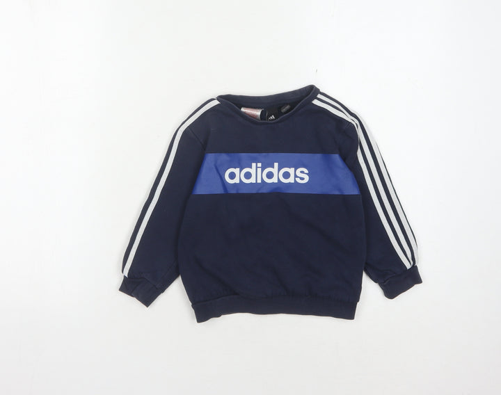 Adidas Boys Blue Pullover Sweatshirt 4 Years Logo Casual