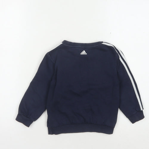 Adidas Boys Blue Pullover Sweatshirt 4 Years Logo Casual