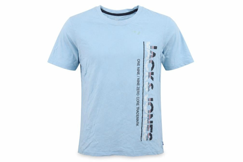 Front view of Jack & Jones boys’ blue graphic t-shirt 16 plus size
