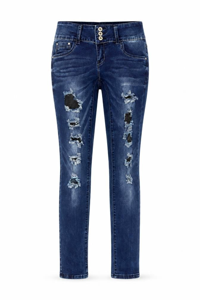 Front view of Redseventy Women's Blue Skinny Jeans, size 14