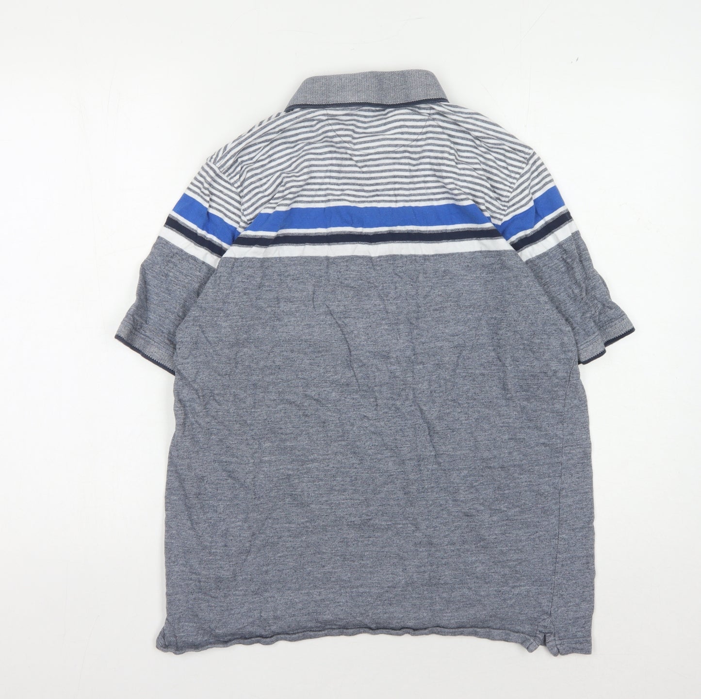 James Pringle Men's Blue Striped Polo Shirt Large