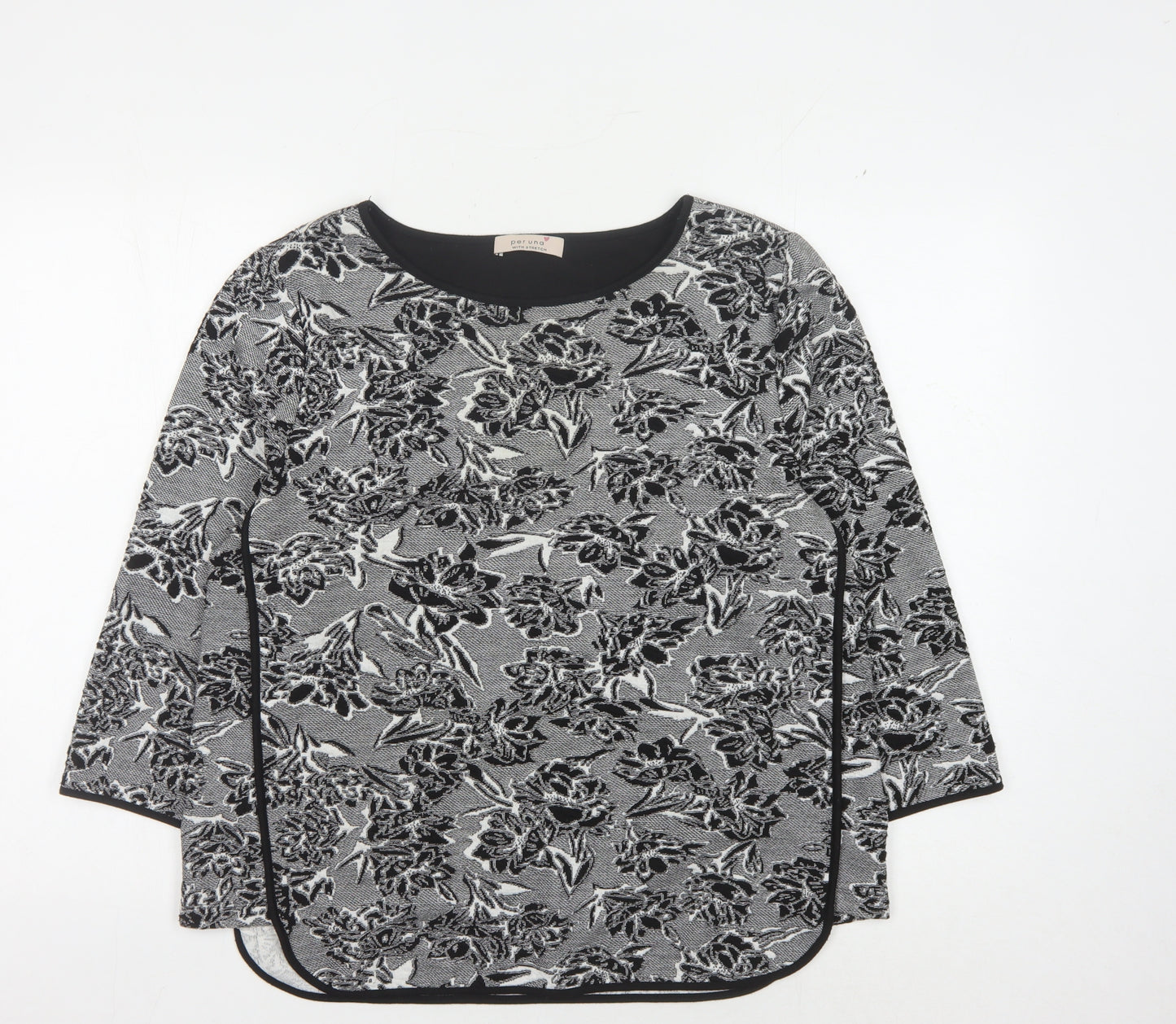Marks and Spencer Women's Black Floral Jumper, Size 16
