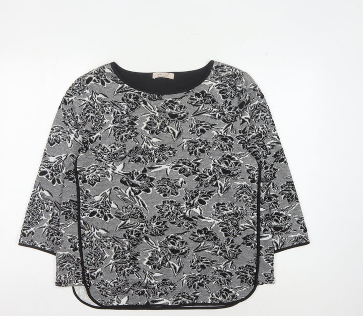 Marks and Spencer Women's Black Floral Jumper, Size 16