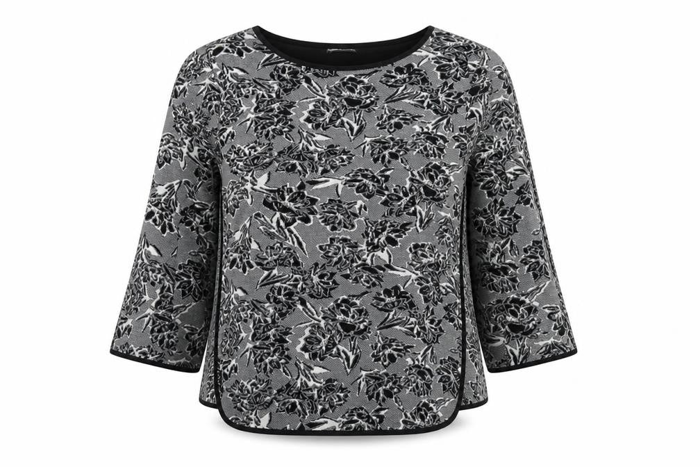 Front view of Marks & Spencer Women's Black Floral Jumper, size 16