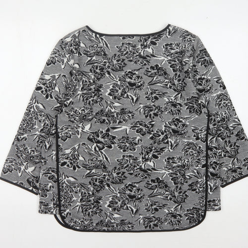 Marks and Spencer Women's Black Floral Jumper, Size 16