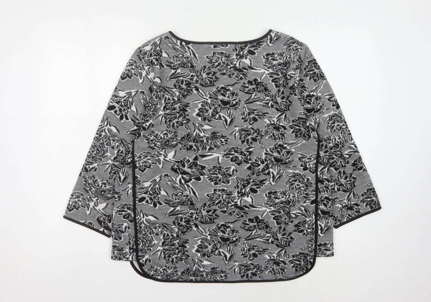Marks and Spencer Women's Black Floral Jumper, Size 16