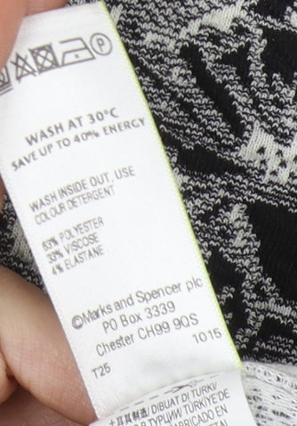 Marks and Spencer Women's Black Floral Jumper, Size 16