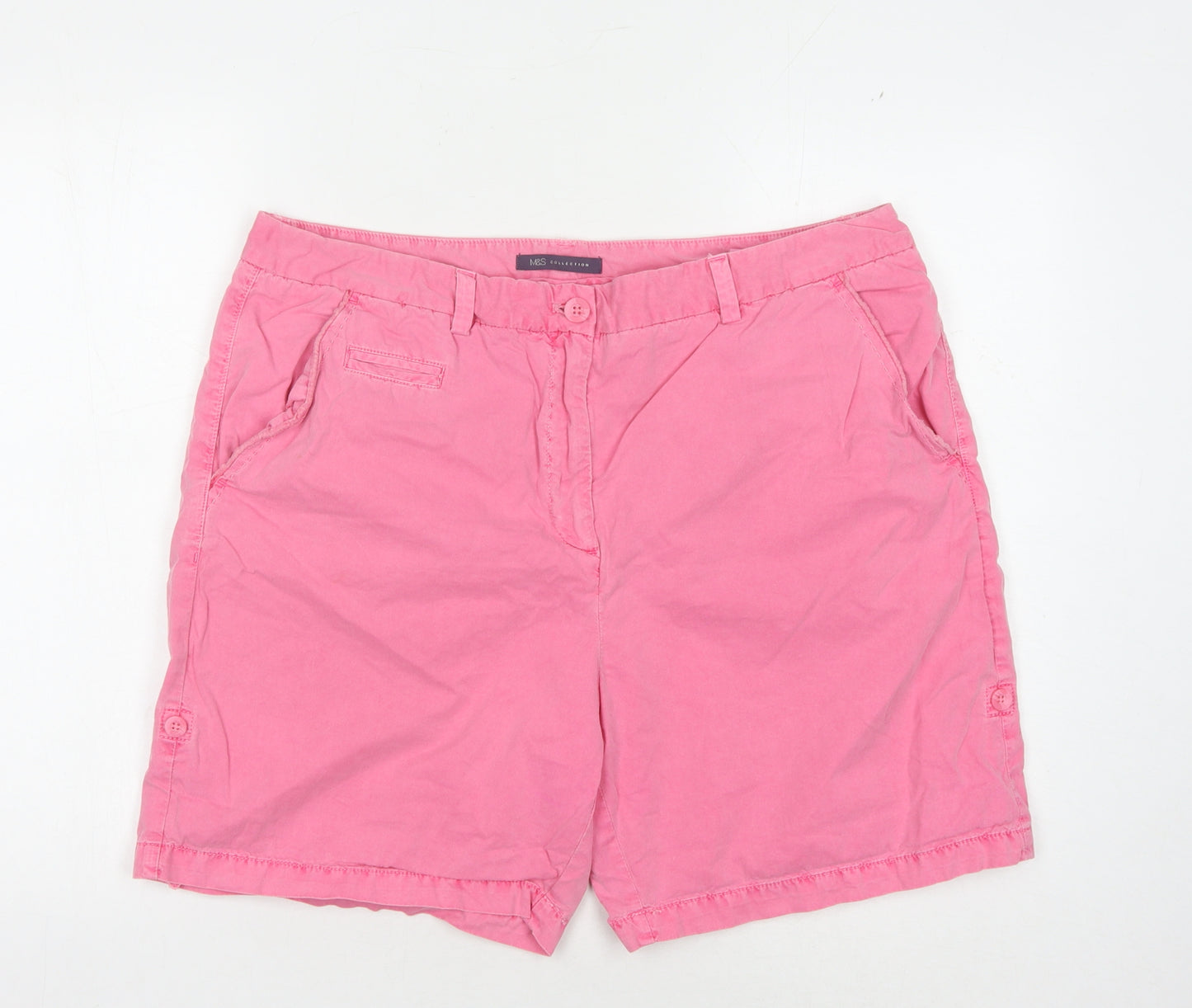 Marks and Spencer Women's Pink Chino Shorts Size 18