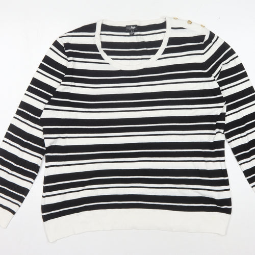 Pour Moi Women's Black Striped Jumper Size 18 Pullover