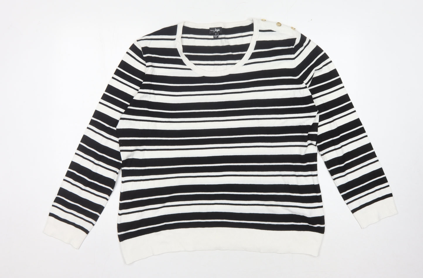 Pour Moi Women's Black Striped Jumper Size 18 Pullover