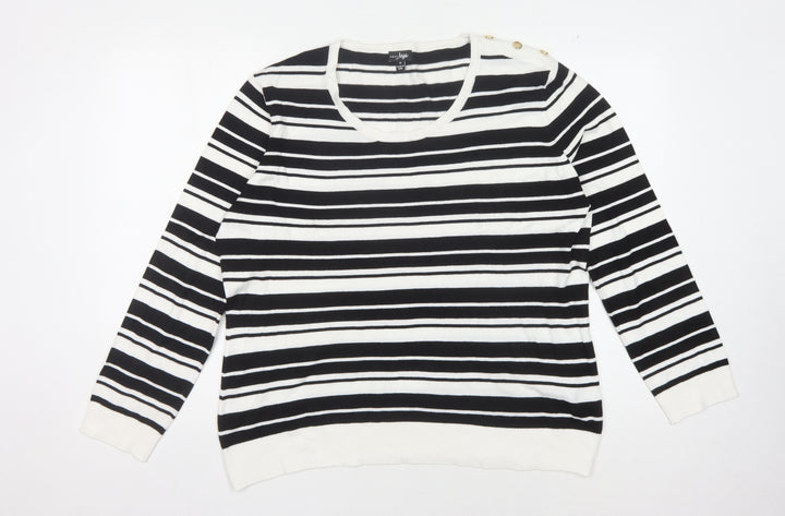 Pour Moi Women's Black Striped Jumper Size 18 Pullover
