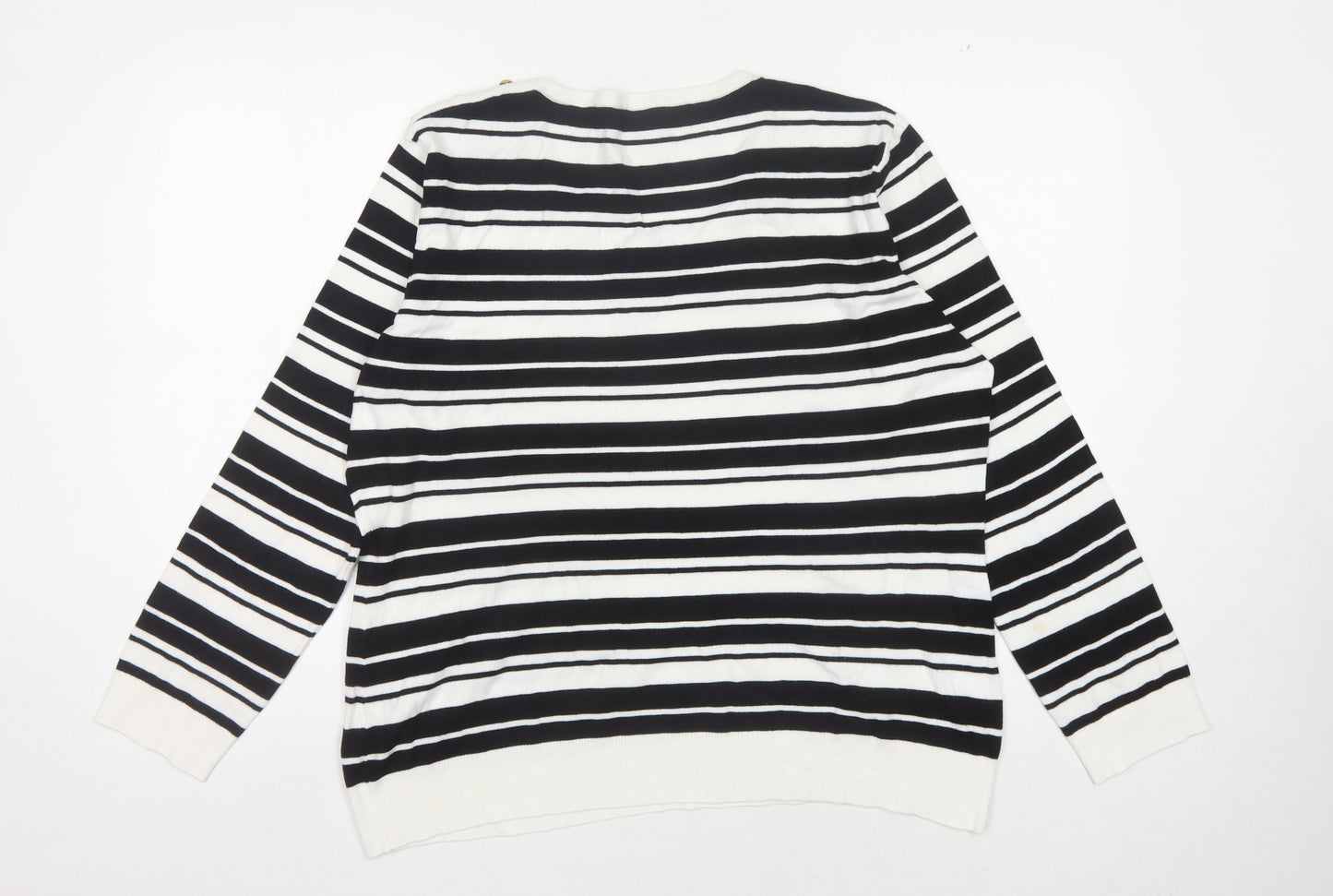 Pour Moi Women's Black Striped Jumper Size 18 Pullover