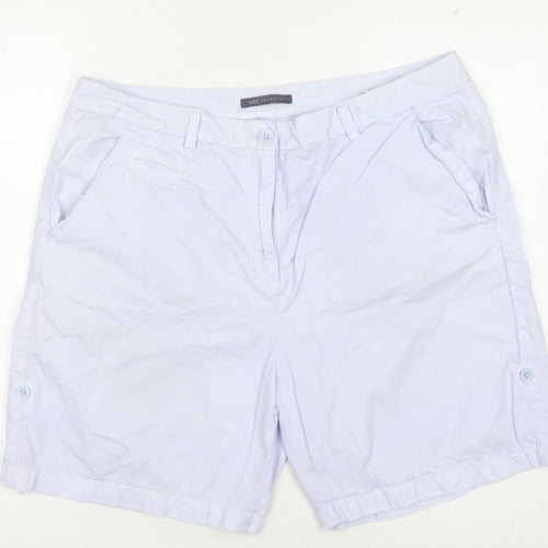 Marks and Spencer Women's Blue Cotton Chino Shorts, Size 18