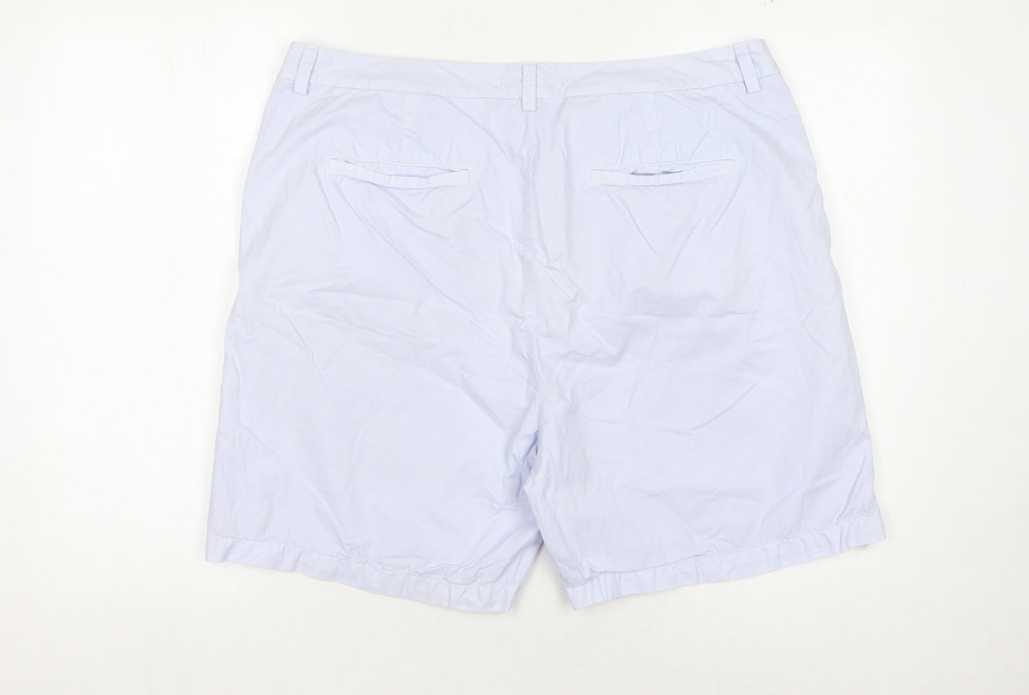 Marks and Spencer Women's Blue Cotton Chino Shorts, Size 18
