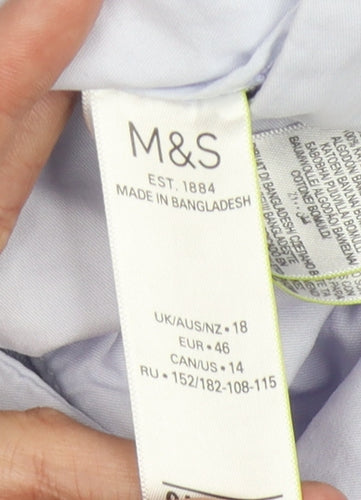 Marks and Spencer Women's Blue Cotton Chino Shorts, Size 18