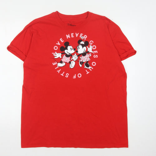 Disney Unisex Red XL T-Shirt Mickey Minnie Graphic