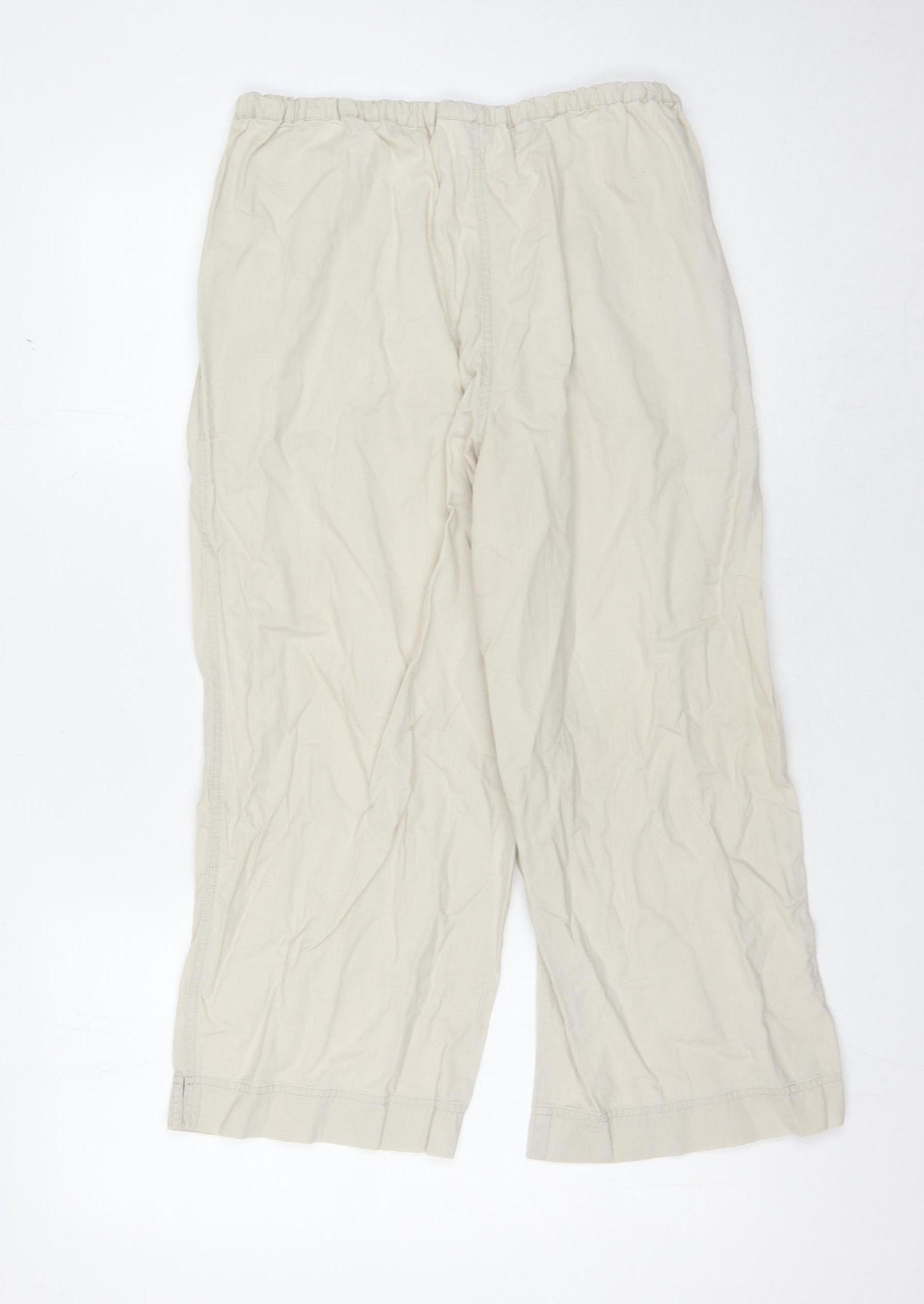 BHS Women's Beige Wide-Leg Trousers, Size 14