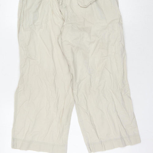 BHS Women's Beige Wide-Leg Trousers, Size 14