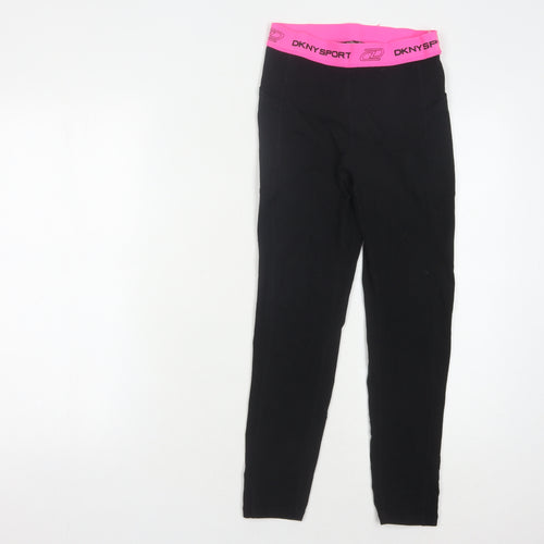 DKNY Women Black Sport Leggings XS Elastic Waist