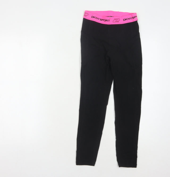 DKNY Women Black Sport Leggings XS Elastic Waist
