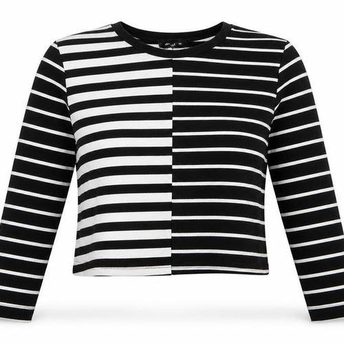 New Look Women's Black Striped Long Sleeve T-Shirt