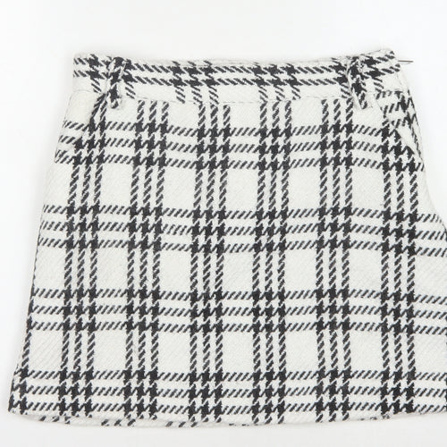 Lost Ink Women's White Check Skirt L