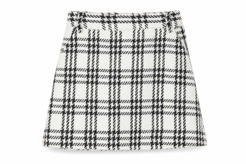 Front view of Lost Ink Women's White Check Skirt L