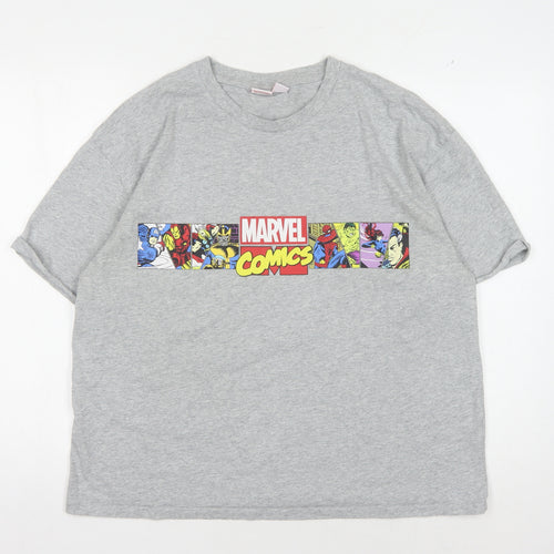 Marvel Comics Grey Unisex T-Shirt L Crew Neck Graphic