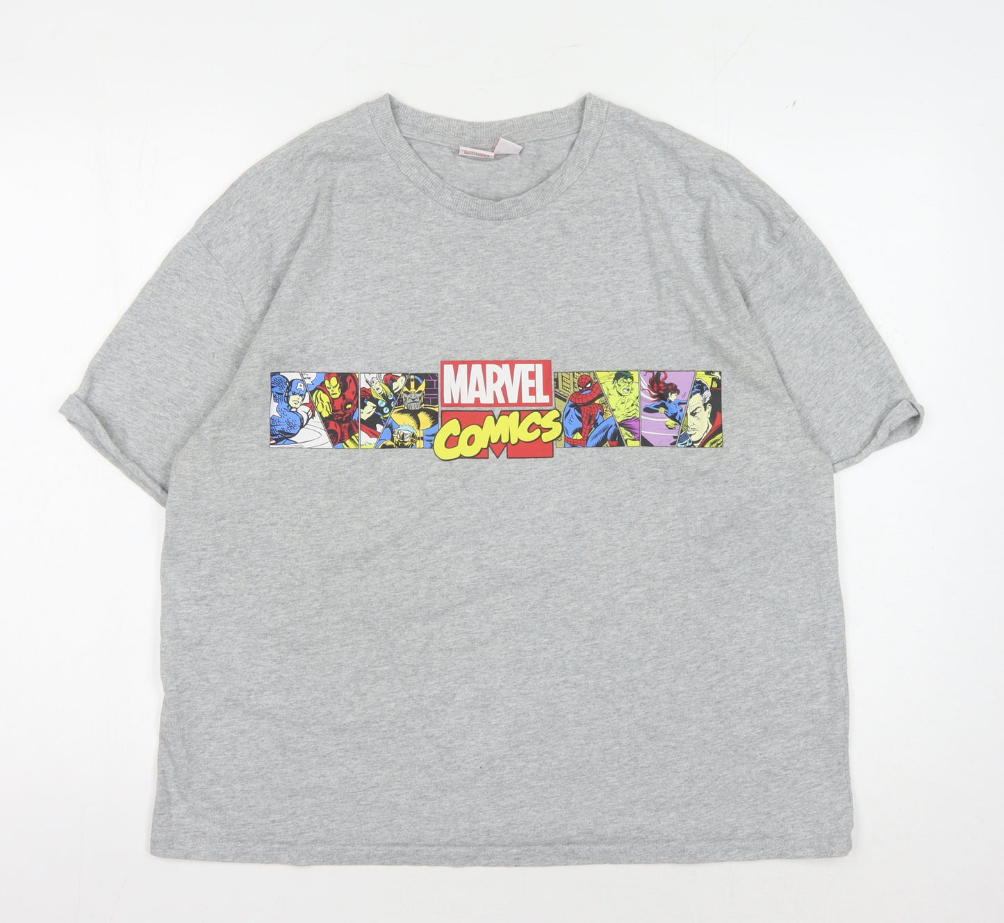 Marvel Comics Grey Unisex T-Shirt L Crew Neck Graphic