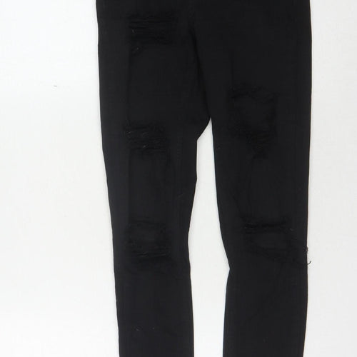 Topshop Women's Black Skinny Distressed Jeans Size 8