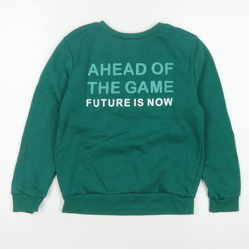 Jeff & Co Girls Green Graphic Sweatshirt 9-10 Years Pullover