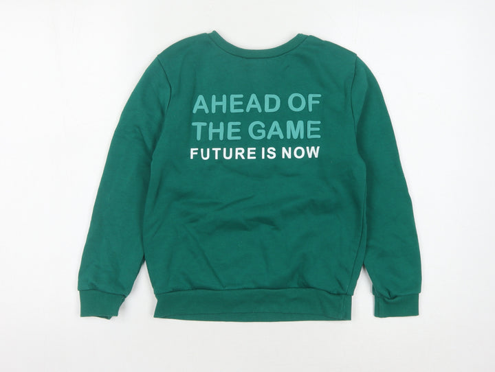 Jeff & Co Girls Green Graphic Sweatshirt 9-10 Years Pullover