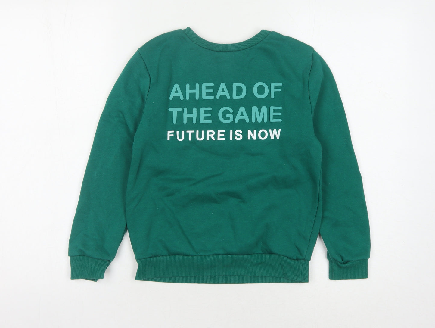 Jeff & Co Girls Green Graphic Sweatshirt 9-10 Years Pullover