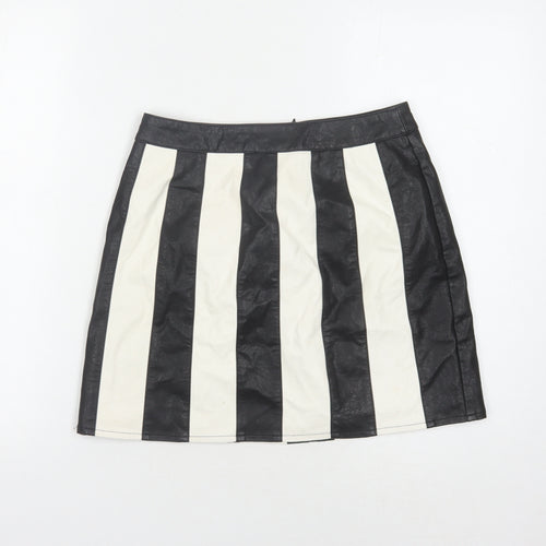 Nasty Gal Women's Black & White Striped Skirt - Size 8