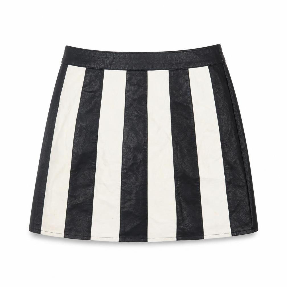 Nasty Gal Women's Black & White Striped Skirt - Size 8