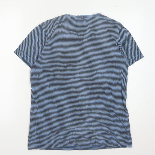 Pretty Green Men's Blue Striped T-Shirt Size S
