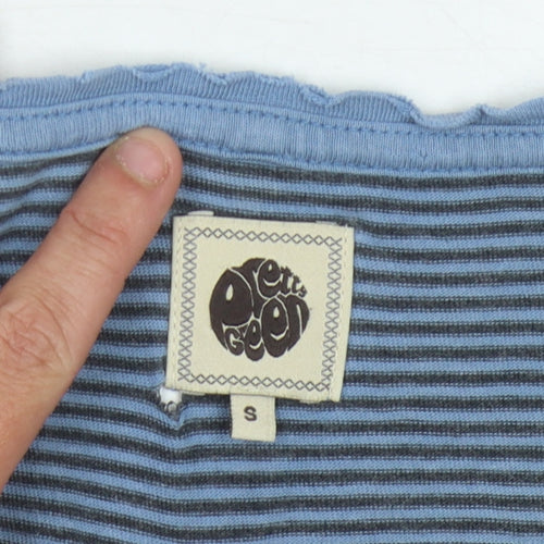 Pretty Green Men's Blue Striped T-Shirt Size S