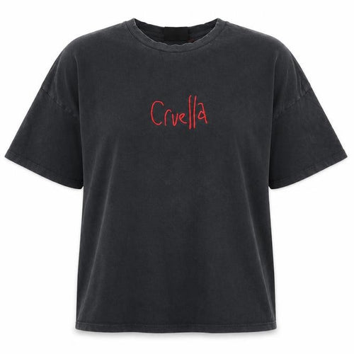 Disney Cruella T-Shirt, Unisex Black S, Embroidered Movie