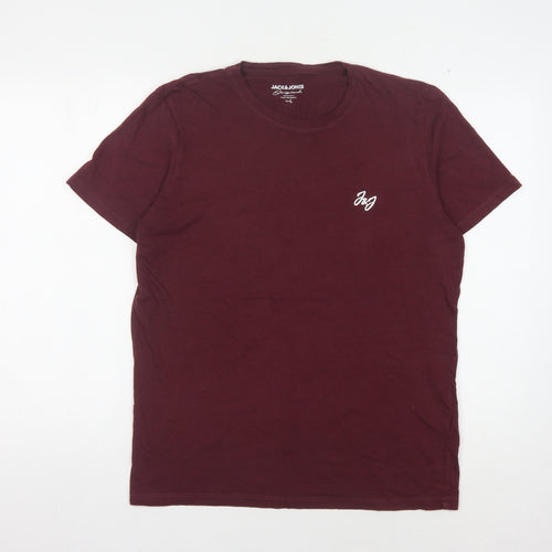 Jack & Jones Men's Red L T-Shirt Crew Neck