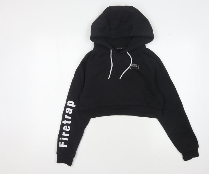 Firetrap Girls Black Hoodie with Logo, Size S